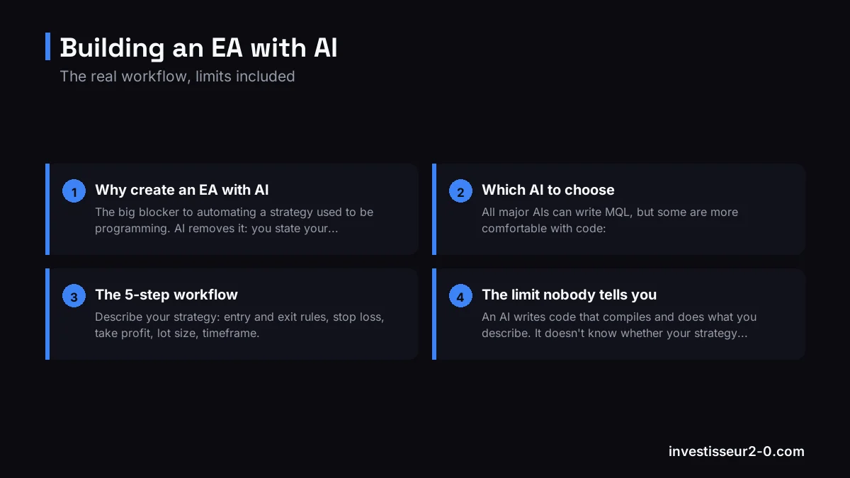 Building an EA with AI: Why create an EA with AI, Which AI to choose, The 5-step workflow, The limit nobody tells you.