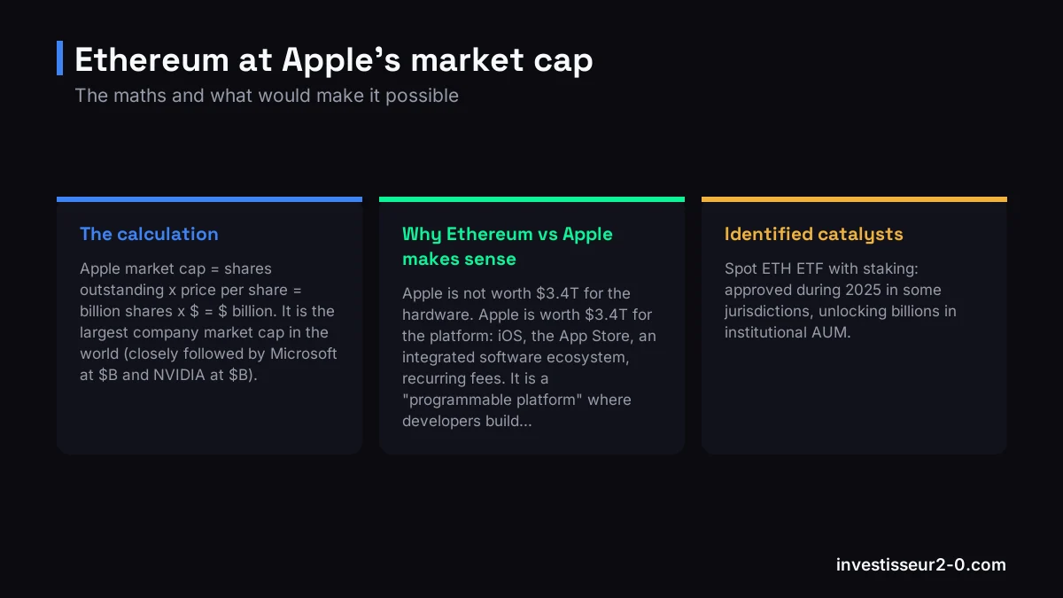 Ethereum at Apple's market cap: The calculation, Why Ethereum vs Apple makes sense, Identified catalysts.