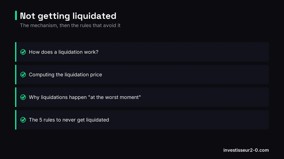 Not getting liquidated: How does a liquidation work?, Computing the liquidation price, Why liquidations happen 'at the worst moment', The 5 rules to never get liquidated.