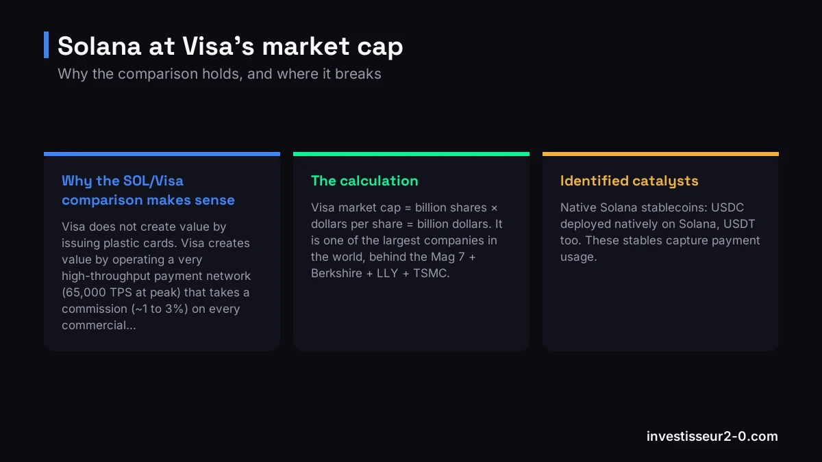 Solana at Visa's market cap: Why the SOL/Visa comparison makes sense, The calculation, Identified catalysts.